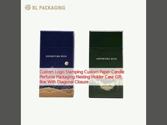 Custom Logo Stamping Custom Paper Candle Parfum Packaging Nesting Holder Case Gift Box Met Diagonale Sluiting