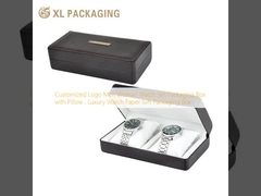 Gepersonaliseerd logo mannen vrouw horloge set verpakkingsdoos met kussen