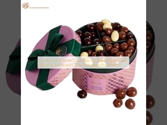 Luxe roze cilinder chocolade doos stijf papier snoep macaron bovenste onderste buis verpakking met lint