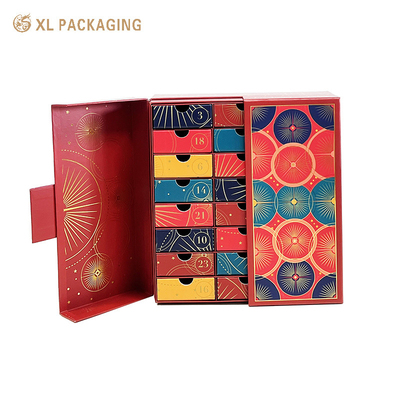 OEM Luxe Full Gold Foil Holiday Advent Calendar Carton Collectie Gift Paper Box Set Met 24pcs Kleine laden
