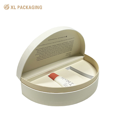 Gepersonaliseerde embossing logo halfcirkel halfronde vorm cosmetische verpakkingsdoos met EVA-schuimbak