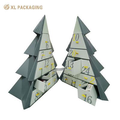 kopen Boomvormige adventskalenderdoos met 24 laden | Luxe kerstafteldoos met goudfolie online vervaardiging