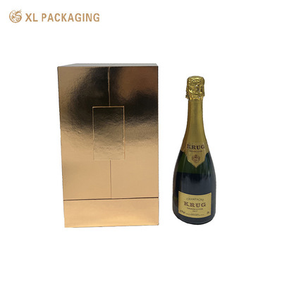 kopen Goud Glossy Paper Wijnverpakkingsdoos Twee deuren Magnet Vodka Whisky Verpakkingsdoos online manufacture