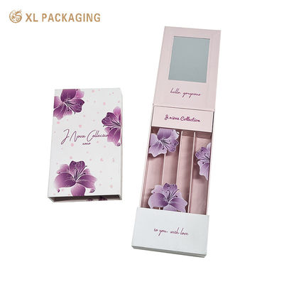kopen Custom Lipstick Gift Box met ingebouwde spiegel Vier-compartiment Invoegsel en Gold Glitter Flower Printing online vervaardiging