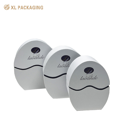 kopen Groothandel Op maat gemaakte eivormige snoep chocolade doos wit paars cosmetisch cadeau verpakking doos online manufacture