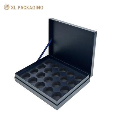 kopen Leeg blauw papier verpakkingsdozen lint gekoppeld deksel gehangen papierdoos voor voedsel blik online manufacture