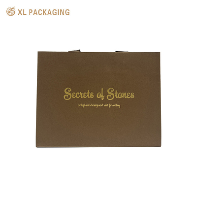 kopen Custom logo gedrukt cadeau ambachtelijke winkeltas met handvaten bruin lint online manufacture