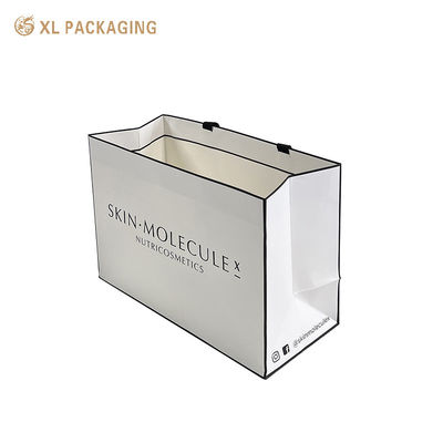 kopen Custom Logo Luxe Cosmetic Paper Bag met 350 gram wit karton, matte laminaat & katoenen handgrepen online vervaardiging