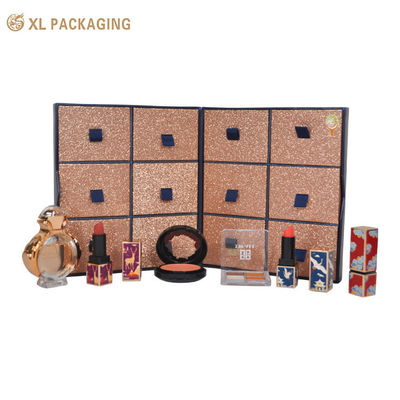 kopen 12 Slots Cosmetische Adventkalenderdoos, Ronde Dubbele Open Geschenkdoos met Glitter laden, Custom Printed Makeup Gift Packaging online vervaardiging