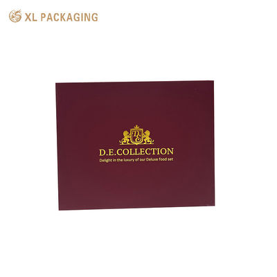 kopen Luxe Magnetische Flip Book Geschenkdoos Bourgogne Soft Touch Papier Warm Folie Gouden Logo Leeg Luxe Verpakkingsdoos Voor Kerstcadeaus online vervaardiging