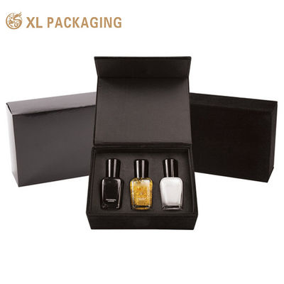 kopen Zwarte matte boekvormige nagellak cadeau doos 2mm dik bord gevlochten EVA bak nagellak verpakkingsdoos online vervaardiging