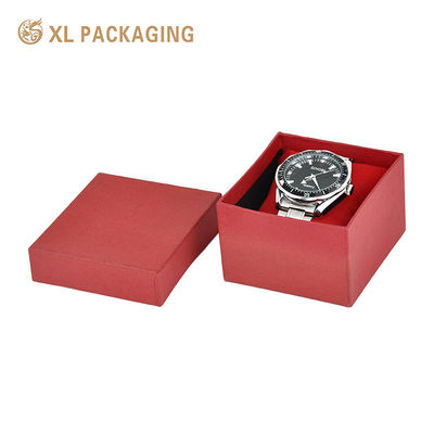 kopen Luxe Rode Luxe Doos met Deksel en Bodem voor Horloges, 2mm Dik Karton met Rode Textuur Special Papier Horloge Verpakking met Fluweel Inzetstuk online vervaardiging