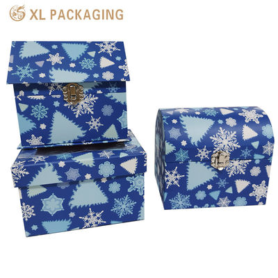 kopen Custom Holiday Rigid Gift Box met Vintage Metal Lock Lock en Winter Kerst Printing online vervaardiging