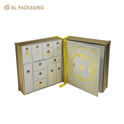 kopen 24 Vakjes Magnetische Adventskalender Cadeaubox, Boekvorm Dubbel Open Doos met Metalen Hoekdecoratie, Op Maat Bedrukte Beauty Verpakking Doos online vervaardiging