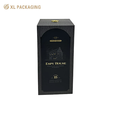 kopen XL verpakking Custom verpakkingsdoos Factory Stylish Hinge Wine Gift Box met Gold Metal Nameplate en EVA Inner Support voor Black Wine Paper Verpakkingen online vervaardiging