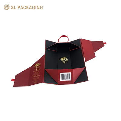 kopen Ribbon Handle Zilveren folie Logo Printing Klappbare wijndoos Voor luxe Champagne cadeautjes Luxe Custom Wine Box online manufacture