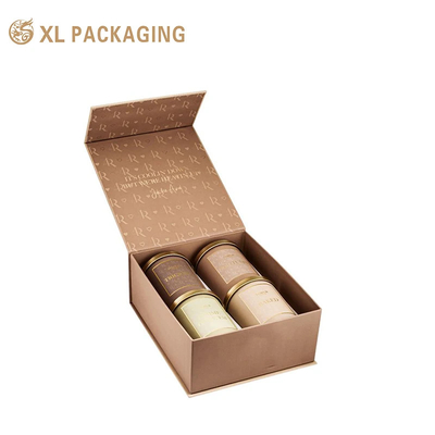 kopen Custom logo thee doos Kraft papier doos Goud folie logo Magnetische sluiting thee cadeaubon met papieren inslag online manufacture