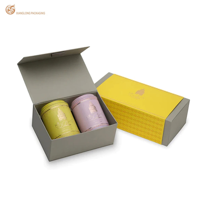 kopen Op maat gedrukte stijve thee cadeaubon verpakking met grijs gegolfd papieren insert en goud afdruk online manufacture