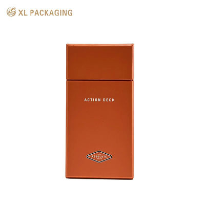 kopen Op maat gemaakte schuine rand stijve geschenkdoos 2 mm grijze karton 157 gsm kunstpapier oranje papieren verpakkingsdoos online vervaardiging