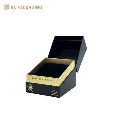 kopen Custom 3 Pieces Bevel Edge Gift Box met Gold Foil UV Logo en Black Velvet EVA Insert voor Jar Perfume Candle Skincare online vervaardiging