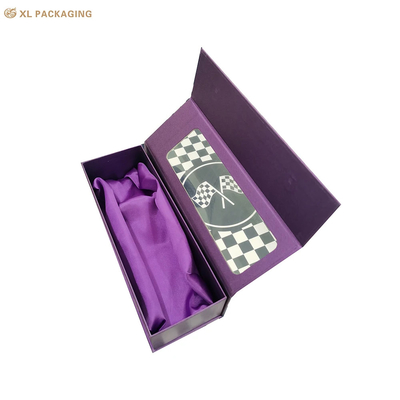 kopen Doorzichtige ruiten rozen bloembok Kraft papier Valentijnsdag cadeau doos Paarse magnetische papieren doos Verpakking met zijde stof inslag online manufacture