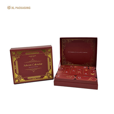 kopen Aangepaste kerstkalenderdoos met drie stukken flipdoos, volgoud stempel en 12 afzonderlijke vouwdozen online vervaardiging