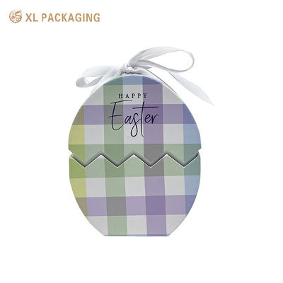 Gepersonaliseerde chocolade cadeau doos in de vorm van een paas-eier 3 stukken Set verpakkingsdoos met witte lint & EVA insert