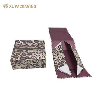 Groothandel Leopard Print Vrouwen Handtas Verpakkingsdozen Magnetische vouwpapierdoos Rode kledingdoos Voor cadeautjes