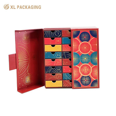 OEM luxe gouden folie Adventskalender doos met 24 laden