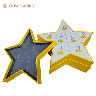Stervormige adventskalenderdoos voor 7 dagen met premium structuurpapier en interactieve ladestructuur