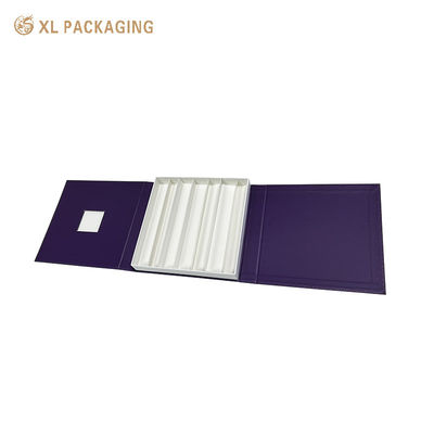Dubbele open 7-slot paarse magnetische chocolade verpakkingsdoos met volledig geïmprimeerd