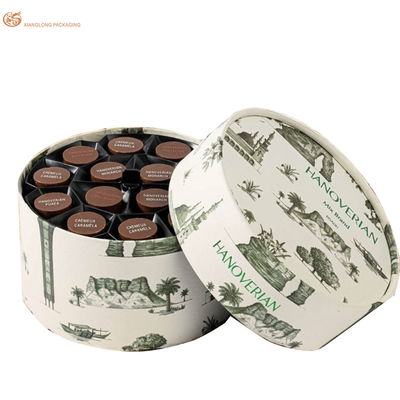 Op maat gedrukt 800 g hard karton ronde chocolade cadeau buisdoos met 150 g wit kraftpapier