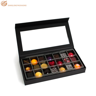 Boekvormige decoratieve chocoladepapierdoos Magnetisch kartonnen verpakkingsdoos met PVC