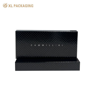 Zwart Glanzend Laminatie Deksel En Basis Gift Packaging Box Met Dembossing Voor Juwelen