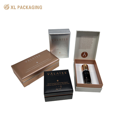 Gekleurde cosmetische papieren doos met embossing Rose Gold Foil LOGO Voor huidverzorging fles