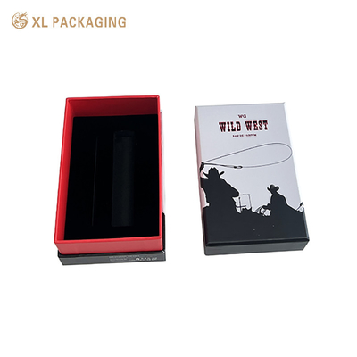 Op maat gemaakte parfumpapierdoos Deksel en basisdoos Kartonnen parfumcadeau doos Rood Zwart Matte parfumverpakkingsdozen voor parfum
