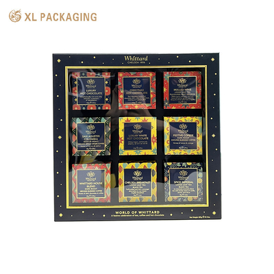 OEM Luxe Rose Gold Glitter Paper Clear PVC Window Cosmetic Carton Collection Gift Paper Box Set Met Flocked Tray
