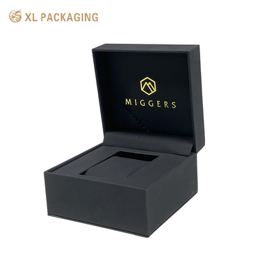 Luxe Custom Logo Zwart Karton Papier Geschenkverpakking Horloge Geschenkdozen Met Lederen