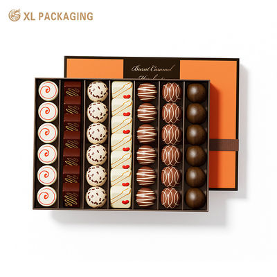 Luxe Chocolade Cadeaubox met Verticale Multi-Grid EVA Inzet en Retro Contrastkleur Ontwerp in Verdikt Stevig Karton