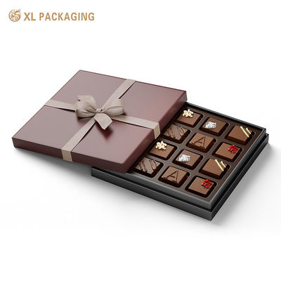 Aangepaste Ontwerp Halloween Chocolade Papieren Doos met Afneembare Linnen Strik en Tweekleurig Verguld Luxe Ontwerp
