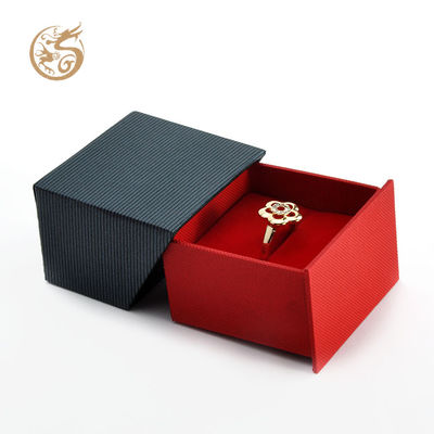 Groothandel Custom Drawer Ring Gift Box, Bevel-Side Rigid Jewelry Box met Zwart Speciaal Papier, Velvet Insert voor Ring