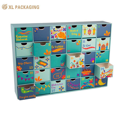 XL Verpakking Op Maat Gemaakte Dozen Fabriek 24 stuks Lades Cadeau Dozen Papier Cosmetica Kerst Adventskalender Verpakking Doos Met Hot Stamping Binnenkant Buitenkant