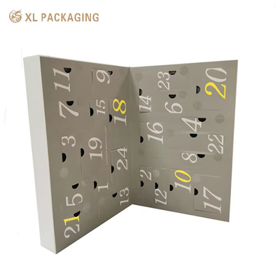 Custom luxe kerst make-up aftellen doos cosmetische advent kalender verpakking doos advent kalender cadeau doos met gevlochten dienblad