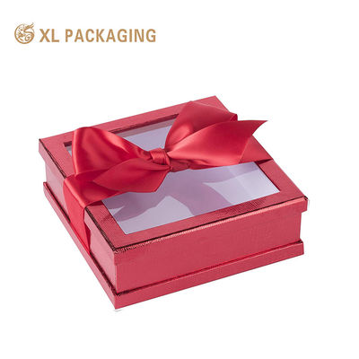 Luxe vierkant deksel en basis venster cadeaubon met bowknot voor sieraden accessoire verpakking