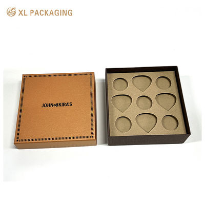 Elegante gele parelvormige chocolade doos 2 stuk papierdoos met UV logo