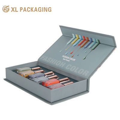 Luxe aangepaste nagellak cadeau doos met boek-stijl magnetische sluiting en die-cut EVA Liner voor cosmetische verpakkingen