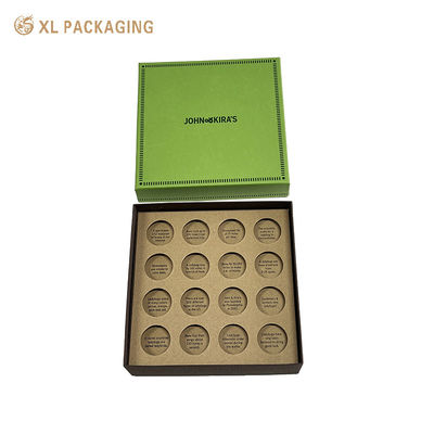 16pcs Eco-vriendelijke Kraft papier chocolade doos met voedsel veilig gecertificeerd SGS en Custom deksel & basis ontwerp voor Valentijnsdag