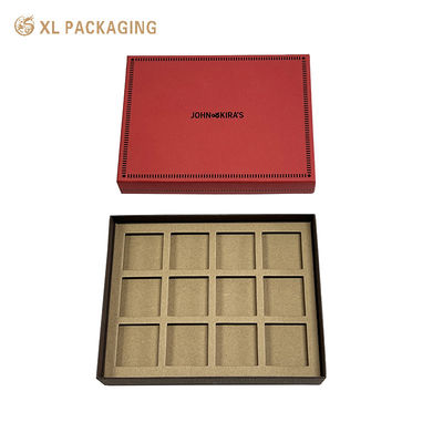 Op maat gemaakte 12 compartimenten rigide cadeaubon met premium constructie en merkdruk voor chocoladeverpakkingen