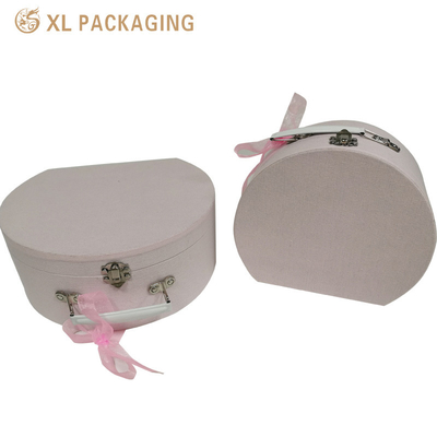 Persoonlijk gerecycled papier parfum koekjes verpakking ronde papier koffer doos met metalen handvat