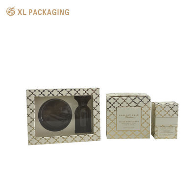 Full Shine Gold Foil Cosmetic Carton met groot doorzichtig raam en matte laminatie afwerking voor parfumverpakkingen
